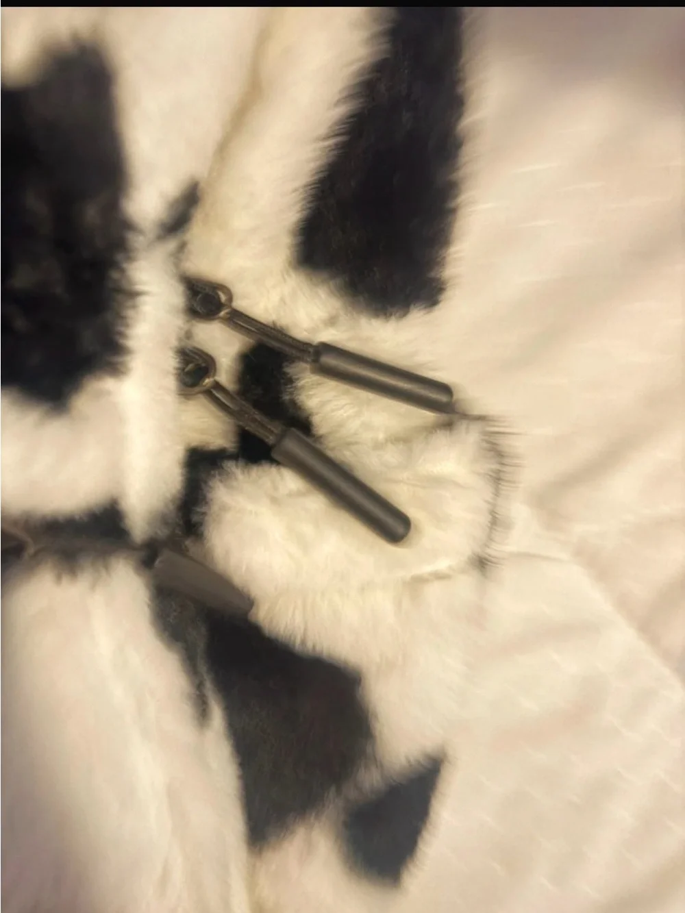 Black and White Cow Print Fur Backpack